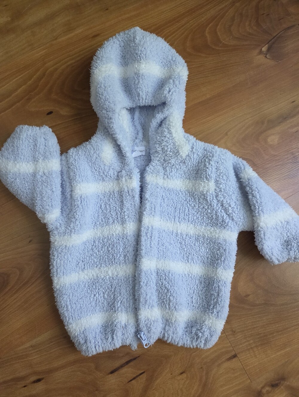 Angel Dear Chenille Light Blue & Ivory Stripe Hooded Jacket